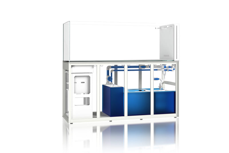 Rimless UNS Reef System R180 Peninsula Limited Edition aquarium by Ultum Nature Systems, showcasing a sleek reef tank design.