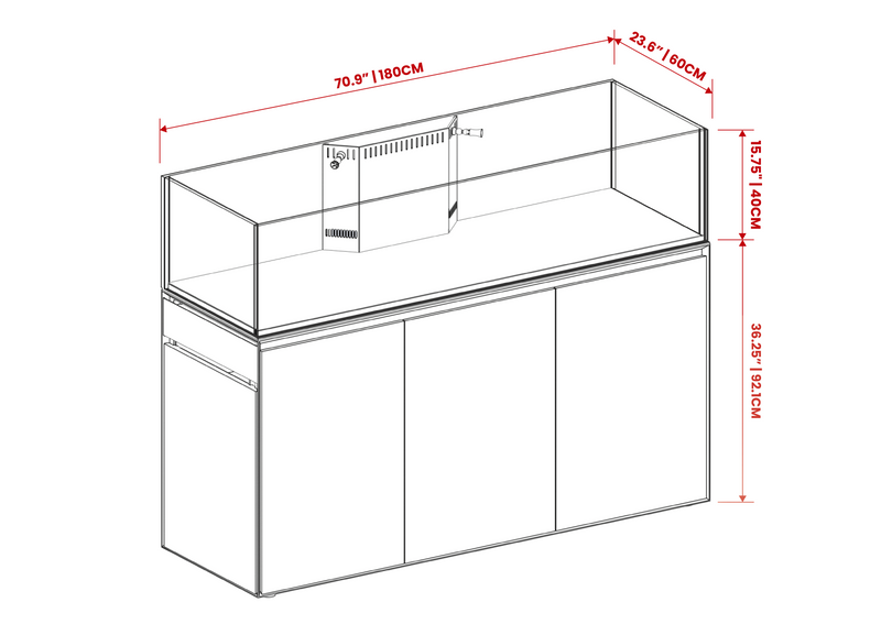 Rimless UNS Reef System R180 Shallow aquarium by Ultum Nature Systems with clear glass and sleek design.