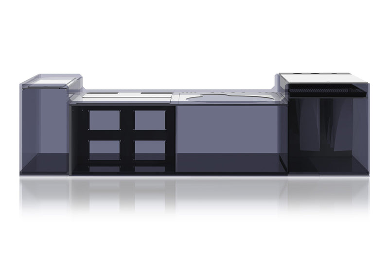 Rimless UNS Reef System R240 aquarium by Ultum Nature Systems, featuring clear glass panels and sleek design.