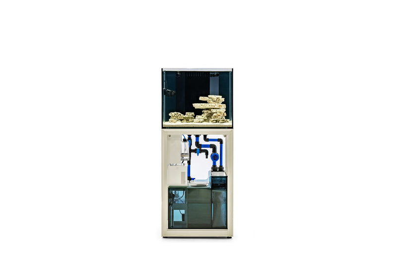 Rimless UNS Reef System R60 by Ultum Nature Systems, clear glass reef tank with sleek, modern design for marine aquariums.