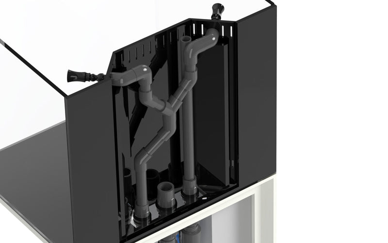 Rimless UNS Reef System R60 aquarium by Ultum Nature Systems, showcasing sleek glass tank with integrated filtration system.