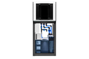Rimless UNS Reef System R60 aquarium by Ultum Nature Systems, showcasing clear glass construction and sleek design.