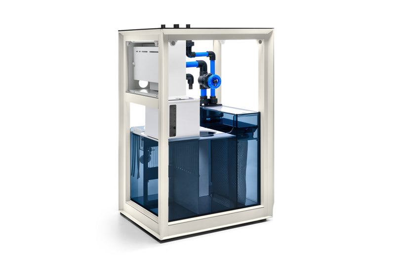 Rimless UNS Reef System R60 aquarium by Ultum Nature Systems, clear glass tank with sleek rimless design for reef keeping.