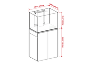 Clear UNS Reef System R75 rimless tank by Ultum Nature Systems, showcasing its sleek, modern design and transparent glass walls.