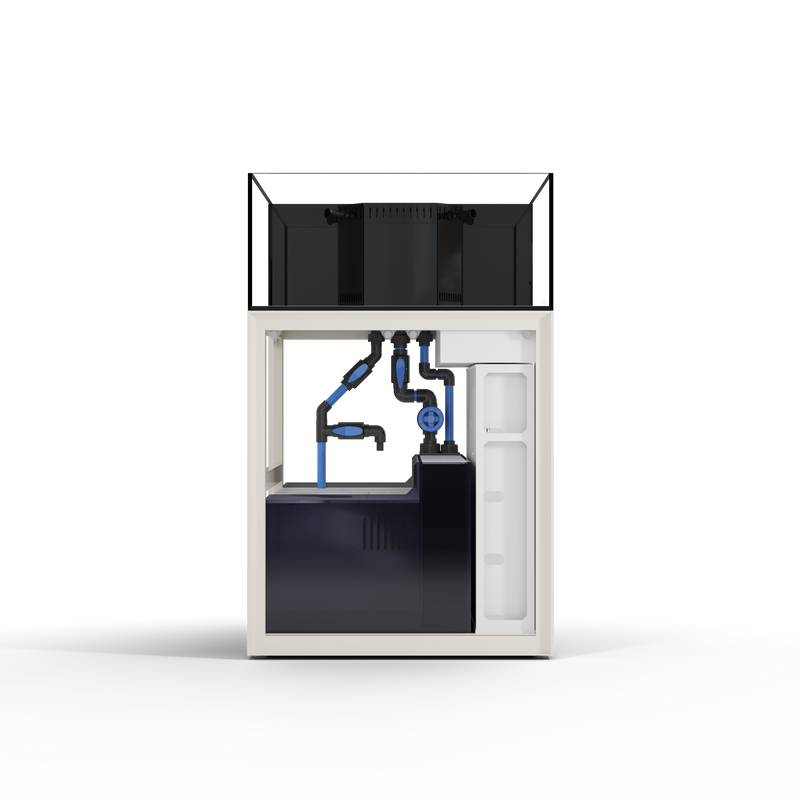 Image of the UNS Reef System R80CS by Buce Plant, showing the compact aquascaping setup with glass tank and filtration components.