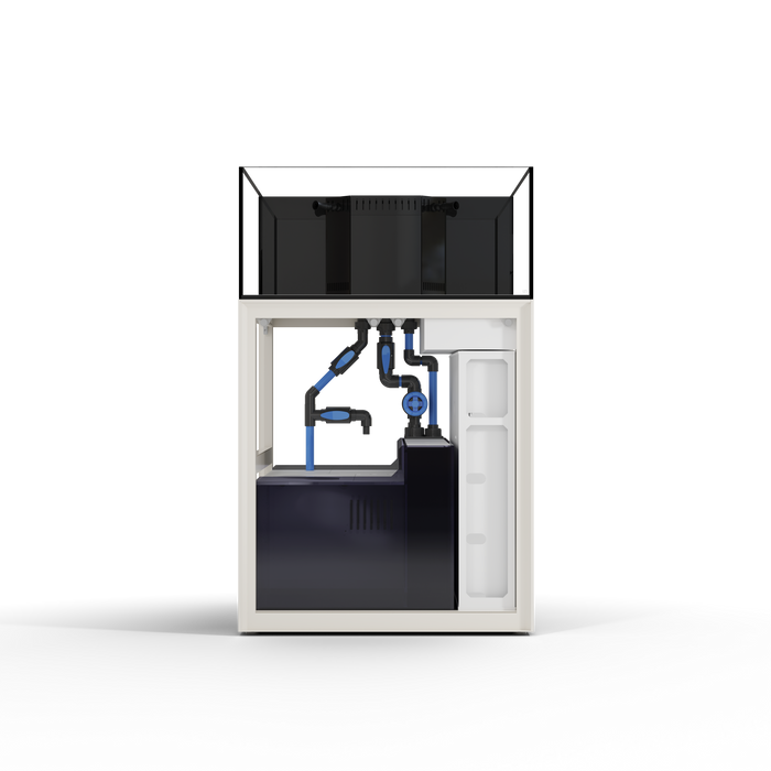 Image of the UNS Reef System R80CS by Buce Plant, showing the compact aquascaping setup with glass tank and filtration components.