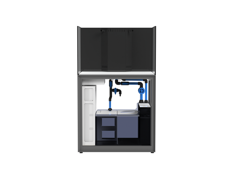 Clear UNS Reef System R90 rimless aquarium by Ultum Nature Systems, showcasing a sleek glass tank with minimalist design.
