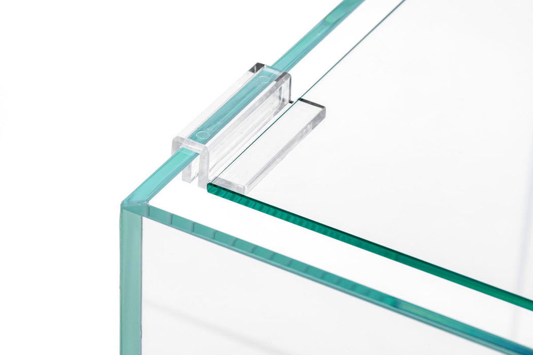 Glass lids for UNS Rimless Tank by Ultum Nature Systems, clear rimless design, fit aquarium tanks, with open edges for easy access.