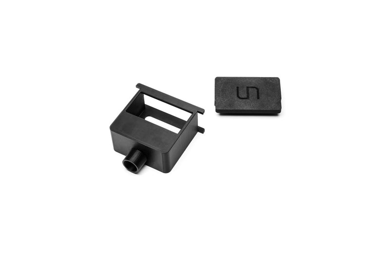 UNS3D Reef Factory roller mat adapter accessory for aquarium filtration systems, shown in black with detailed fittings.