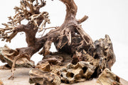 close up of wood attached to stone on resin mat