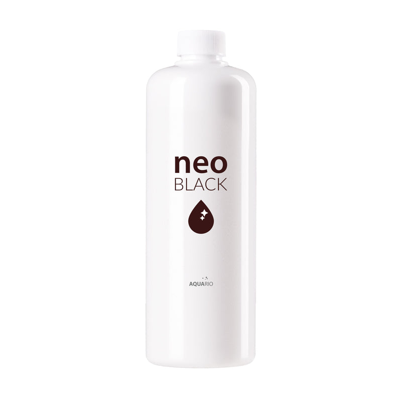 Aquario Neo Black water conditioner bottle for aquarium water treatment, featuring black packaging and product label.