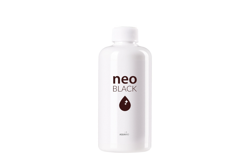 Aquario Neo Black water conditioner bottle for aquarium water treatment, featuring black labeling and product details.