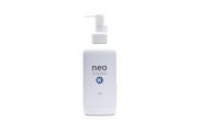 Aquario Neo Solution K liquid potassium fertilizer for aquatic plants, in a clear bottle with a label showing product details.