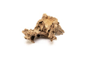Small driftwood basin made of natural wood by UNSHARDSCAPE, showcasing a rustic, organic design with textured wood grain.