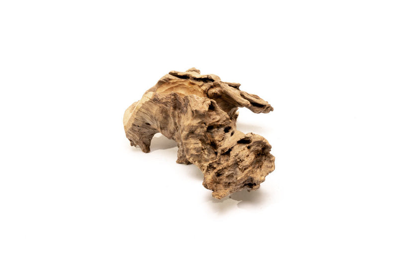 Small driftwood basin wood from UNSHARDSCAPE, showcasing natural textured wood with organic shape and warm tones.