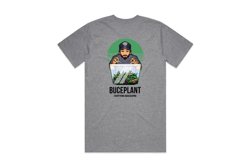 Heather grey Buce Plant Bucey Hustle Tee by Epic Imprints, featuring a comfortable cotton apparel with a plant graphic design.