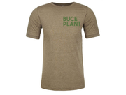 Sage green Buce Plant Discus Tee by BP Apparel, casual short-sleeve shirt with botanical print, front view.