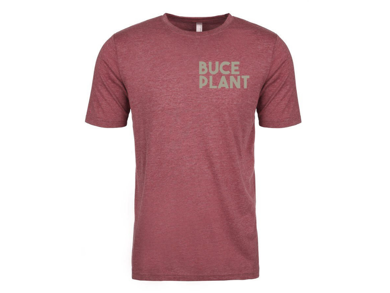 BP Apparel Buce Plant Discus Tee in smoked paprika, casual apparel shirt with plant-inspired design, front view showing vibrant color.