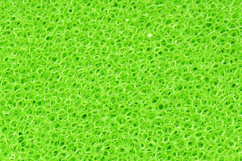 UNSFILTER Delta 90 Green Sponge filter for aquarium or pond filtration system, showing the sponge's textured surface and vibrant green color.