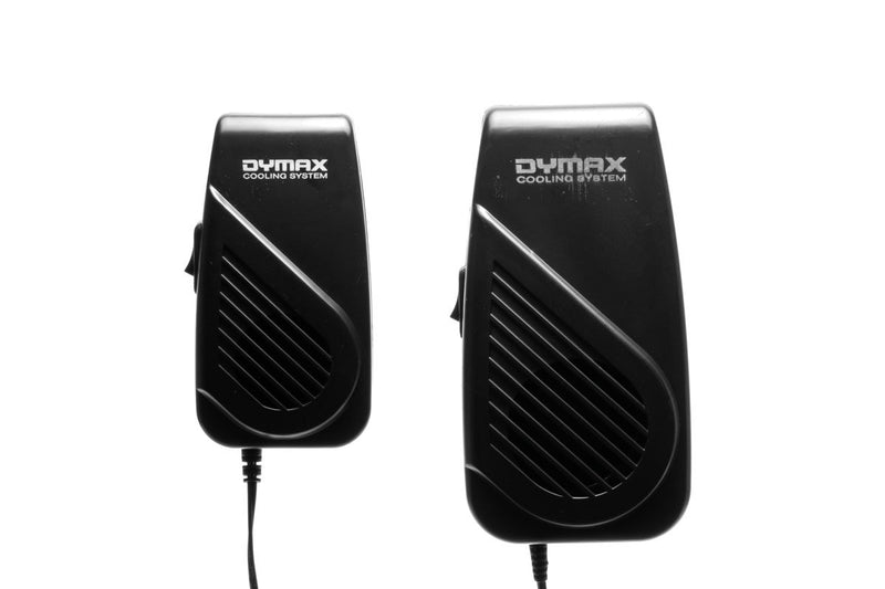 Dymax Vortex cooling fan accessory with black blades and compact design for efficient airflow.