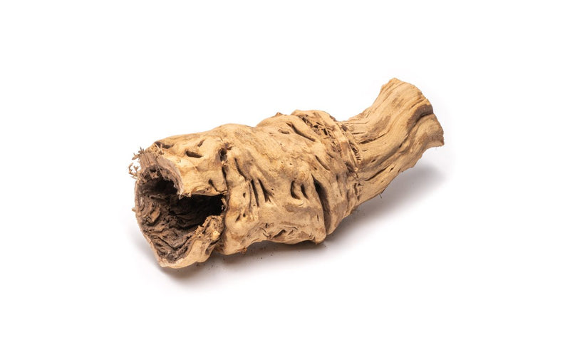 Medium Grape Wood Hollow Log by DH, 8-16 inches, showing natural textured grape wood with hollow interior and rustic appearance.