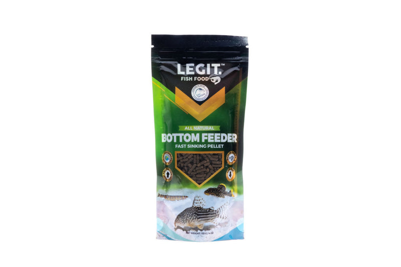 LFF Legit Fish Food bottom container, fish food product with clear label and packaging for aquatic pet care.