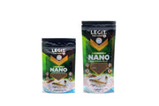 LFF LEGIT Fish Food Nano container with fish food pellets for small aquarium fish.