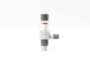 Qanvee CO2 inline atomizer for carbon dioxide systems, compact metal device with inlet and outlet fittings for beverage carbonation