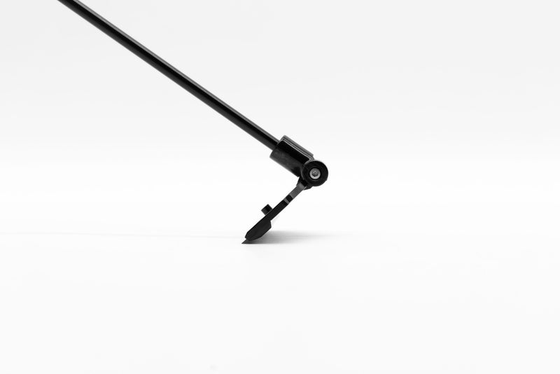 Qanvee fixed and adjustable algae scraper, navy blue plastic handle with metal blade for cleaning aquarium glass.