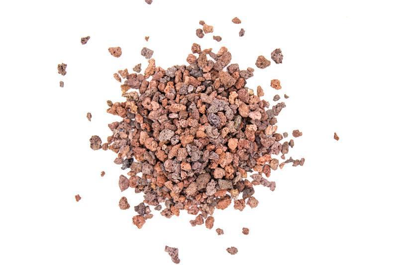 Red crushed lava gravel substrate by SB, showcasing vibrant, textured volcanic rock ideal for aquariums and landscaping.