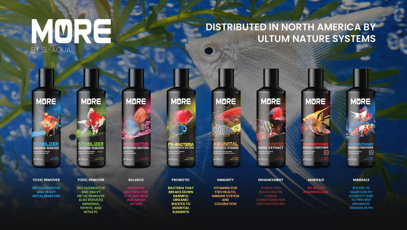 Black SL AQUA MORE Aquavital water conditioner for fish, designed to improve water quality and support aquatic health.