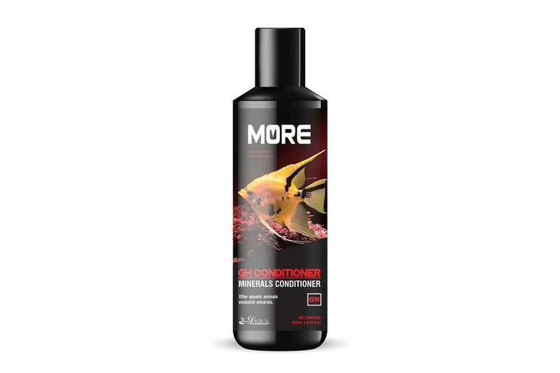 SL AQUA Black MORE GH Fish Water Conditioner bottle, used for aquarium water treatment and water conditioning.