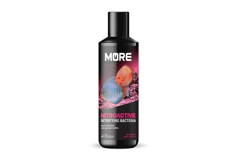 SL AQUA Black More Nitrifying Bacteria for Fish water conditioner bottle, showcasing the product label and packaging.