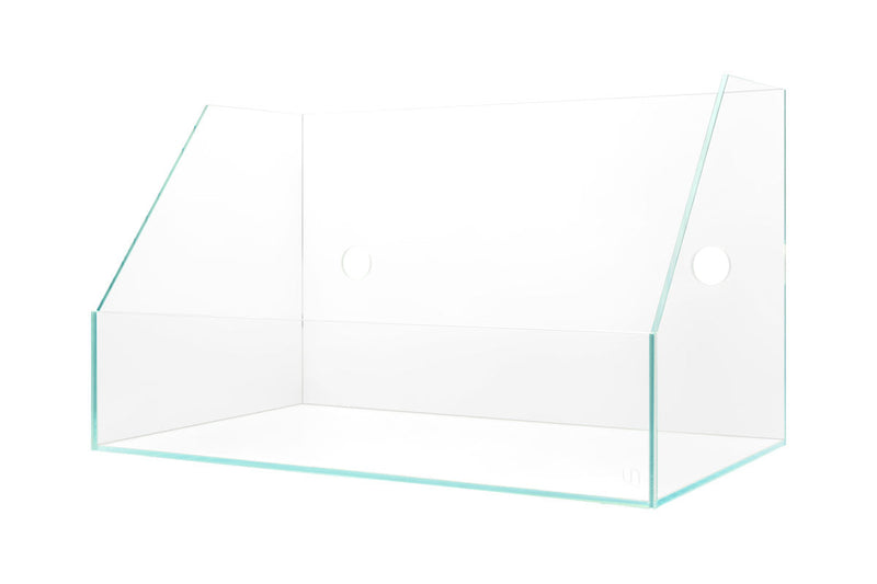 Ultra clear rimless paludarium by Ultum Nature Systems, UNS 5E 2.1-gallon tank for aquatic and terrestrial display.