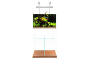 Clear glass aquarium stand by Ultum Nature Systems with sturdy frame and sleek design for supporting fish tanks.