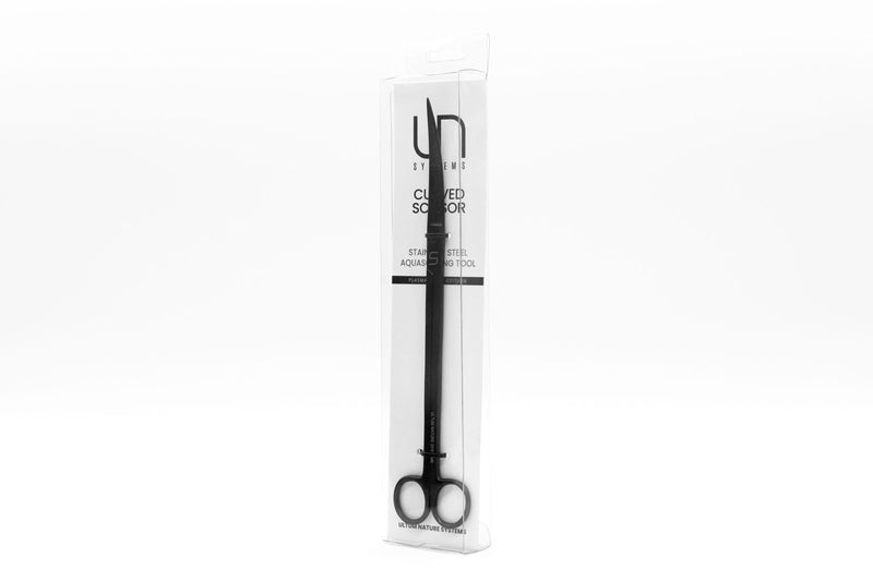 Black curved scissors from UNS Limited by UNSTOOLS, featuring ergonomic handles and precise cutting blades for accessories.