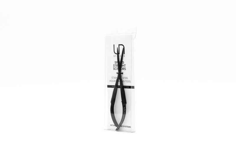UNSTOOLS UNS Limited Black Spring Scissors, stainless steel accessories with black handle and spring mechanism for precise cutting.