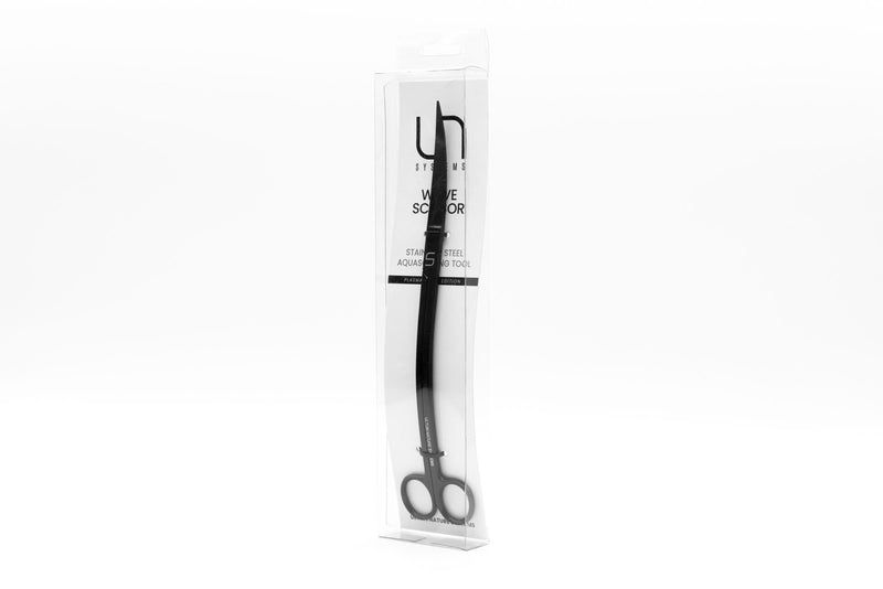 UNSTOOLS UNS Limited Black Wave Scissors, sleek black hair styling accessories with wavy blades, for precise cutting and trimming.