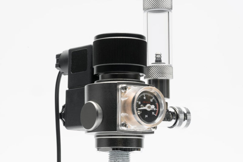 UNS Mini Dual Stage CO2 Regulator showing pressure gauges and control valves for precise CO2 regulation.