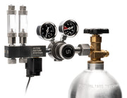 UNS Pro dual-stage CO2 regulator for precise gas control, featuring two pressure gauges and durable construction.
